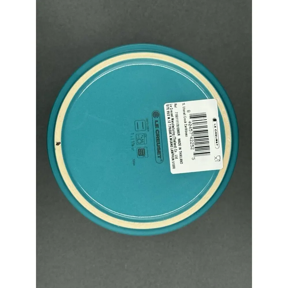 Le Creuset Caribbean Utensil Stoneware 1.1 Quart Crock Seconds Vase 5.75 H NIB
